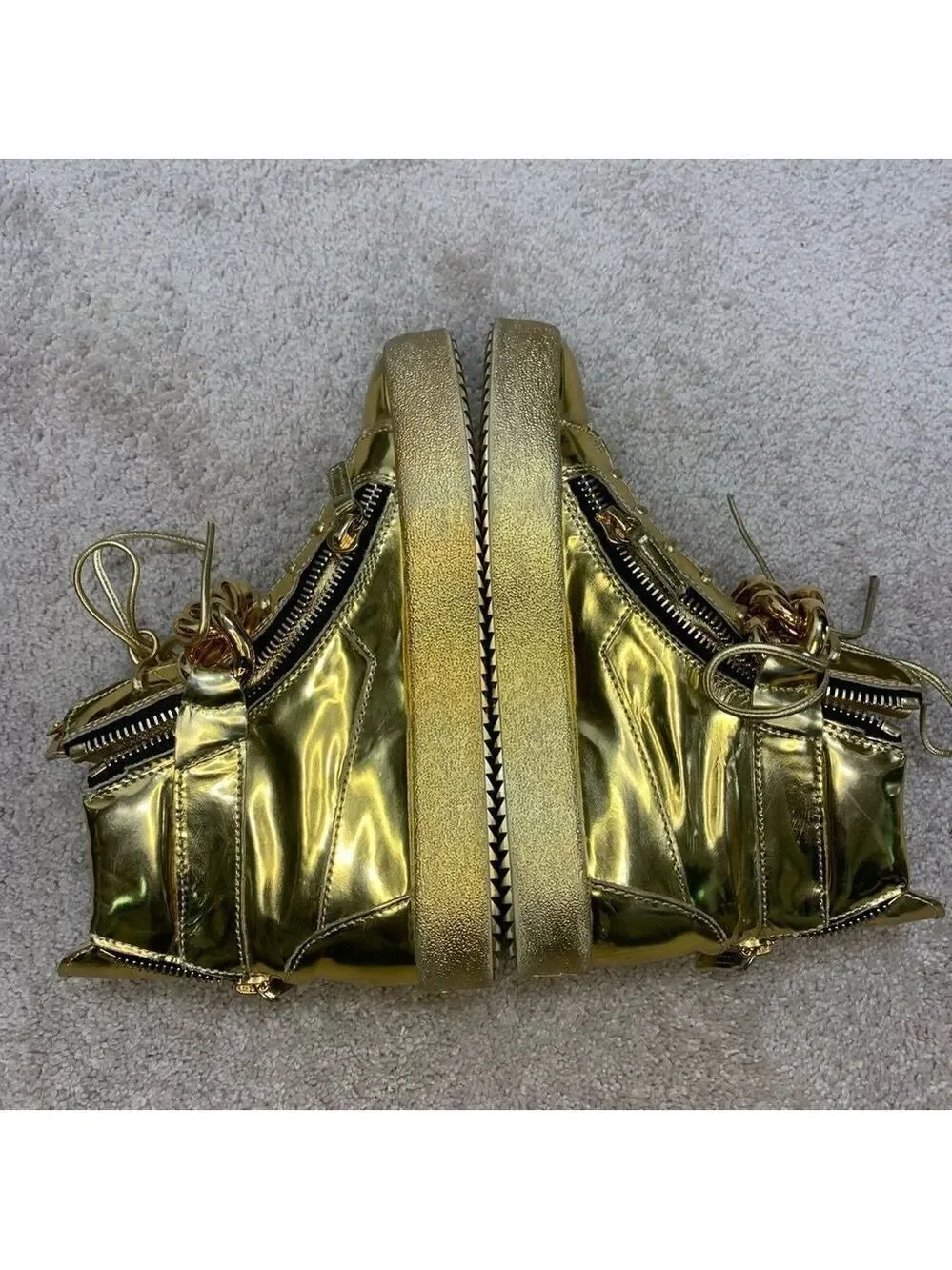 Giuseppe Zanotti London Mirrored Leather Chain High  'Vegas Gold' hi-top sneaker